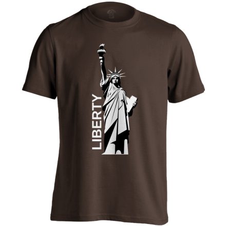 Szabadságszobor "letisztult" USA férfi póló (csokoládébarna)