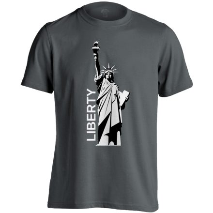 Szabadságszobor "letisztult" USA férfi póló (szénszürke)