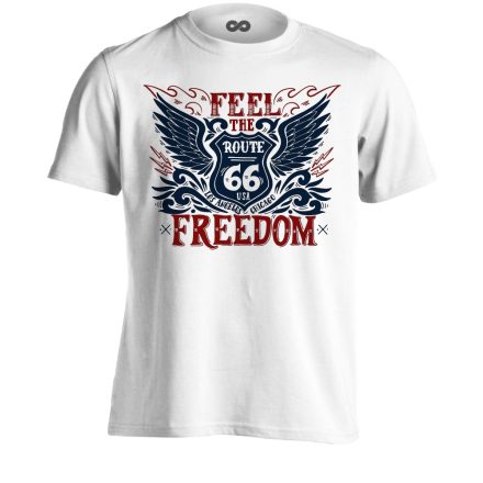 Route66 "freedom" USA férfi póló (fehér)