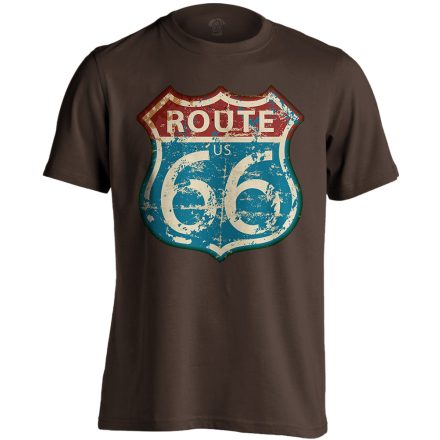 Route66 "kopottas" USA férfi póló (csokoládébarna)