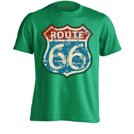 Route66 "kopottas" USA férfi póló (zöld)