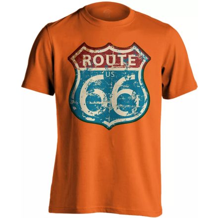 Route66 "kopottas" USA férfi póló (narancssárga) akciós póló - 3XL