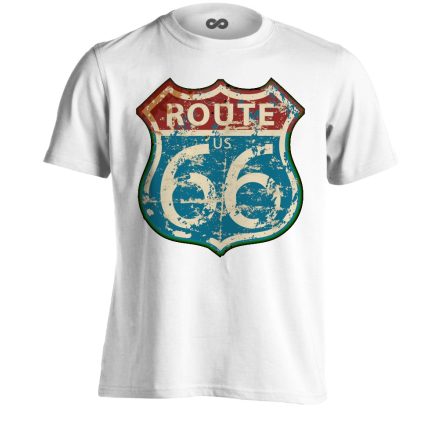 Route66 "kopottas" USA férfi póló (fehér)