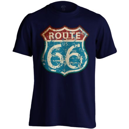 Route66 "kopottas" USA férfi póló (tengerészkék)