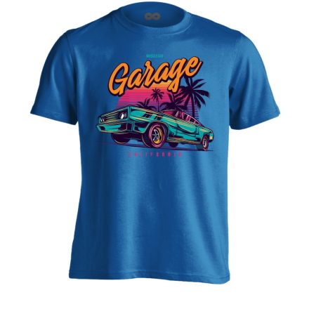 Autós "garage" USA férfi póló (kék)