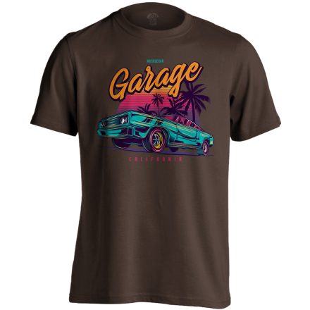 Autós "garage" USA férfi póló (csokoládébarna)