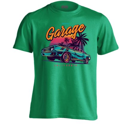 Autós "garage" USA férfi póló (zöld)