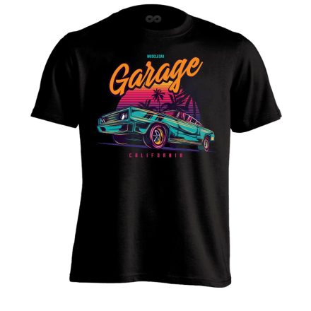 Autós "garage" USA férfi póló (fekete)