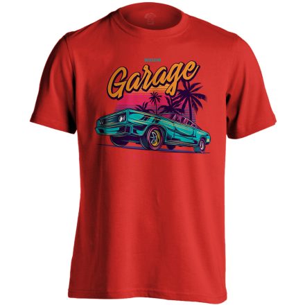 Autós "garage" USA férfi póló (piros)