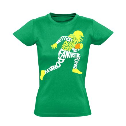 Betűvető amerikai focis női póló (zöld)