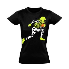 Betűvető amerikai focis női póló (fekete)