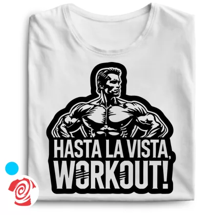 Hasta La Vista body building férfi póló (fehér)