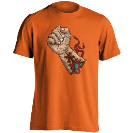 Kesztyű bokszolós férfi póló (narancssárga)