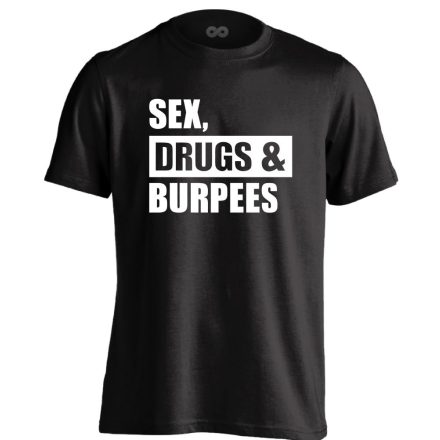 S€_x0080_x & Drugs & Burpees crossfit férfi póló (fekete)