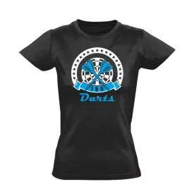 Kékes táblás darts női póló (fekete)