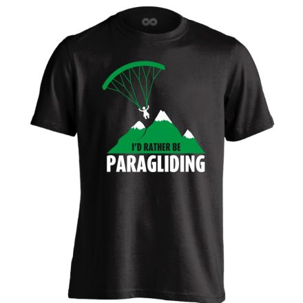 I'd Rather Be Paragliding siklóernyős férfi póló (fekete)