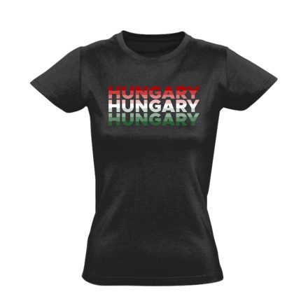 Sávos hungary szurkolói női póló (fekete)