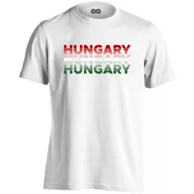 Sávos hungary szurkolói férfi póló (fehér)