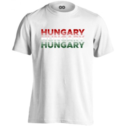 Sávos hungary szurkolói férfi póló (fehér)