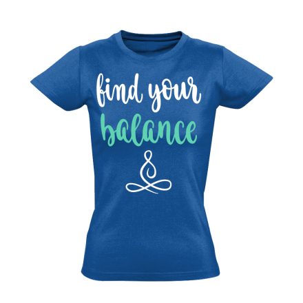 Szöveges "balance" jógás női póló (kék)