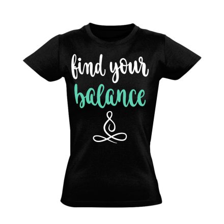 Szöveges "balance" jógás női póló (fekete)