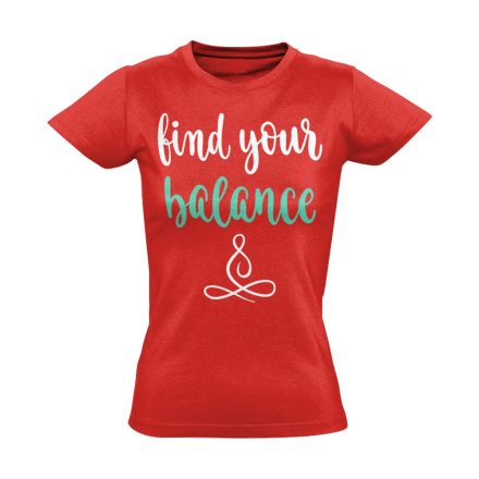 Szöveges "balance" jógás női póló (piros)