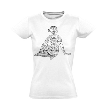 Póz "mintás" jógás női póló (fehér)