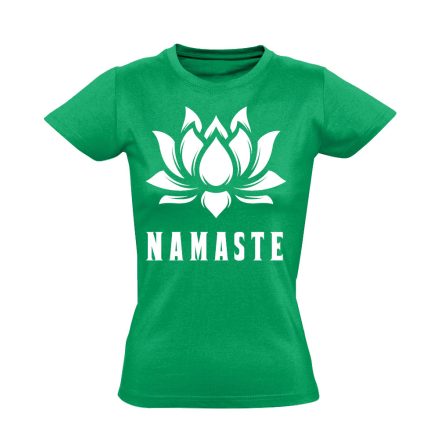Szöveges "namaste jógás női póló (zöld)