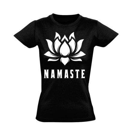 Szöveges "namaste jógás női póló (fekete)