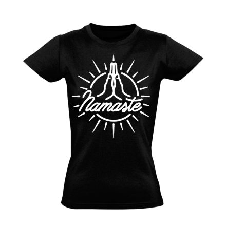 Namaste "nap" jógás női póló (fekete)