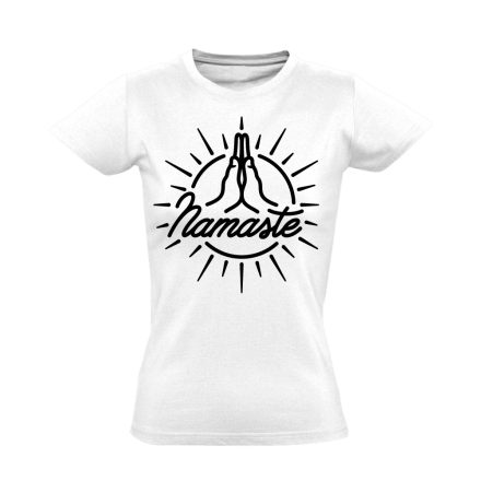 Namaste "nap" jógás női póló (fehér)