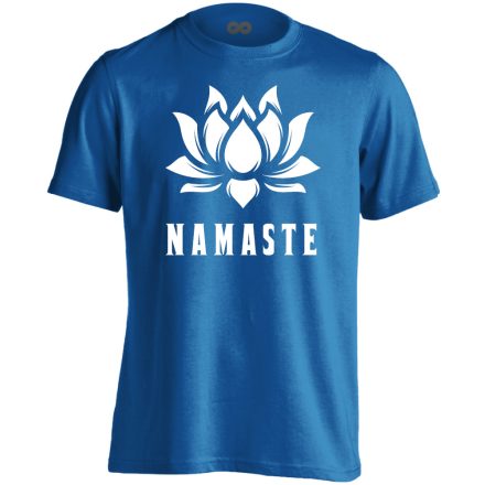 Szöveges "namaste jógás férfi póló (kék)
