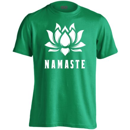 Szöveges "namaste jógás férfi póló (zöld)
