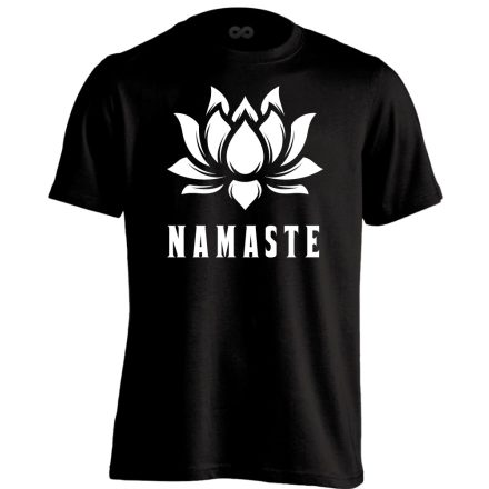 Szöveges "namaste jógás férfi póló (fekete)