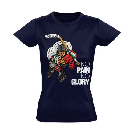 No Pain No Glory jégkorongos női póló (tengerészkék)