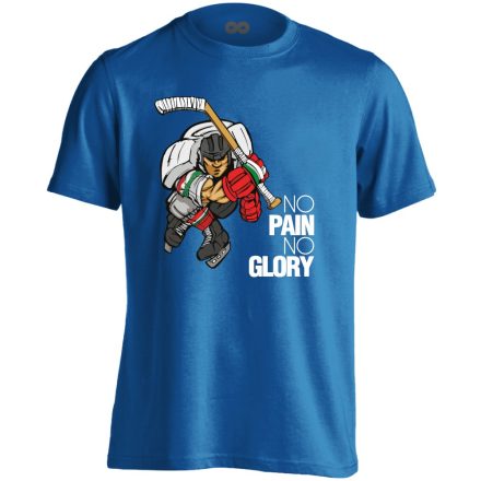 No Pain No Glory jégkorongos férfi póló (kék)