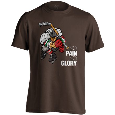 No Pain No Glory jégkorongos férfi póló (csokoládébarna)