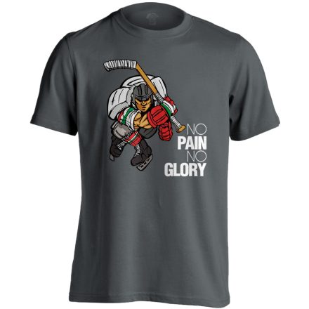 No Pain No Glory jégkorongos férfi póló (szénszürke)