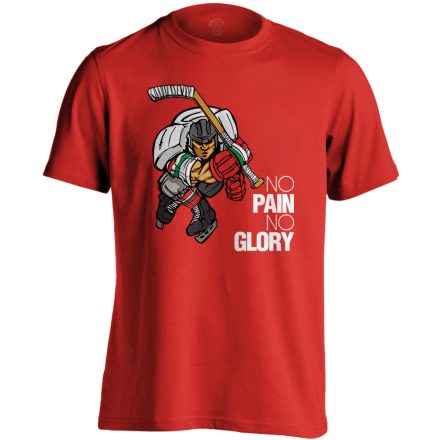 No Pain No Glory jégkorongos férfi póló (piros)