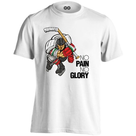 No Pain No Glory jégkorongos férfi póló (fehér)