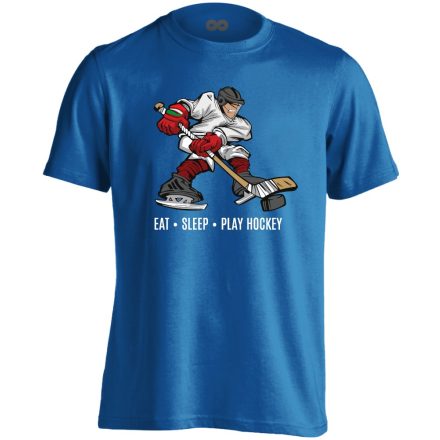 Eat Sleep Play Hockey jégkorongos férfi póló (kék)