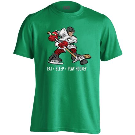 Eat Sleep Play Hockey jégkorongos férfi póló (zöld)