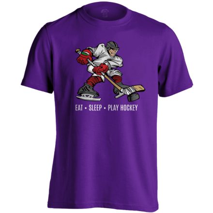 Eat Sleep Play Hockey jégkorongos férfi póló (lila)