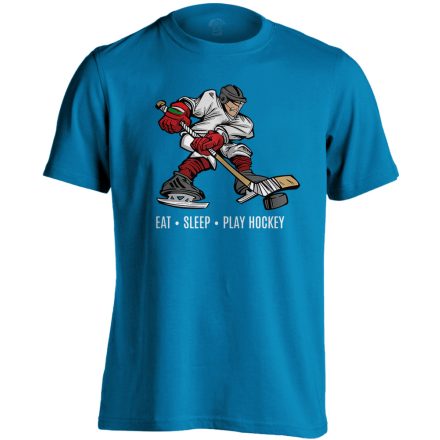 Eat Sleep Play Hockey jégkorongos férfi póló (zafírkék)
