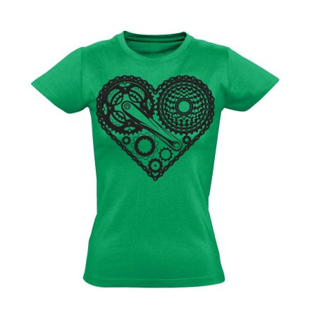 Lánc "szív" kerékpáros női póló (zöld)