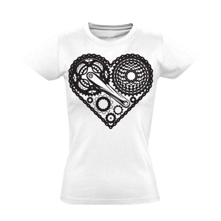Lánc "szív" kerékpáros női póló (fehér)