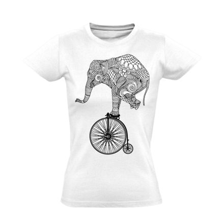 Frappáns "elefánt" kerékpáros női póló (fehér)