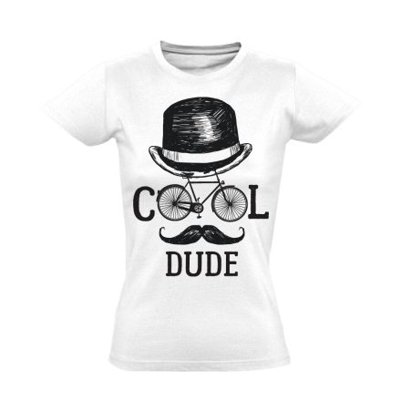 Frappáns "cooldude" kerékpáros női póló (fehér)