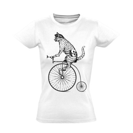 Frappáns "cicapéd" kerékpáros női póló (fehér)