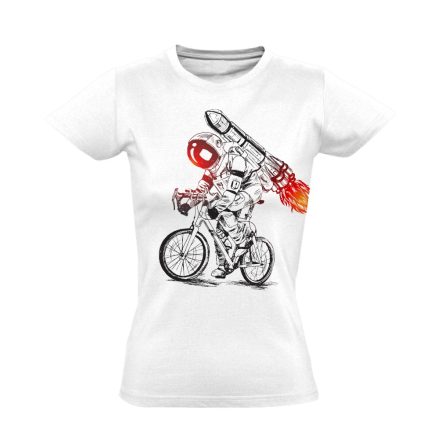 Frappáns "űrhajós" kerékpáros női póló (fehér)